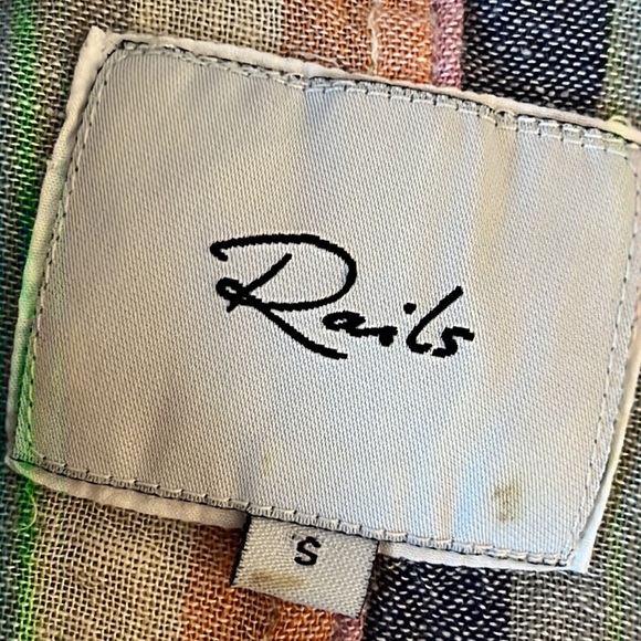 RAILS Marley Mandalay Striped Linen Crop Tie Button up Top Women's Size S - Picture 7 of 9